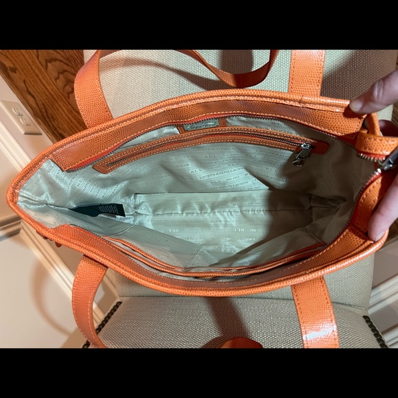 PRICE DROP*Make offer* LAUREN Ralph Lauren Orange Snake Skin Pattern Purse - Picture 6 of 16